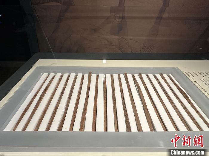 圖為甘肅簡(jiǎn)牘博物館展陳的漢簡(jiǎn)。中新社記者 戴文昌 攝