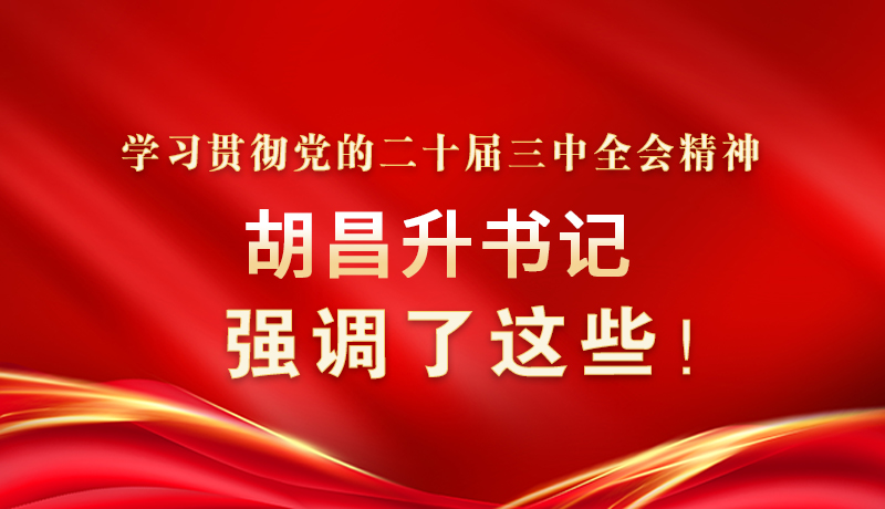 圖解|學習貫徹黨的二十屆三中全會精神 胡昌升書記強調(diào)了這些！