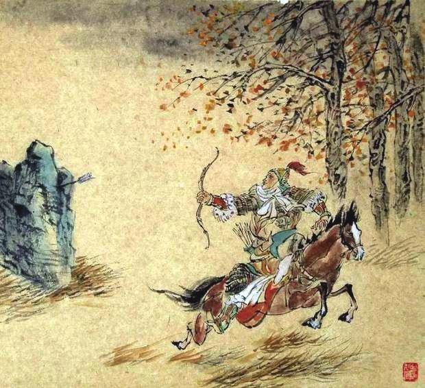 “林暗草驚風(fēng)，將軍夜引弓?！碑?huà)作